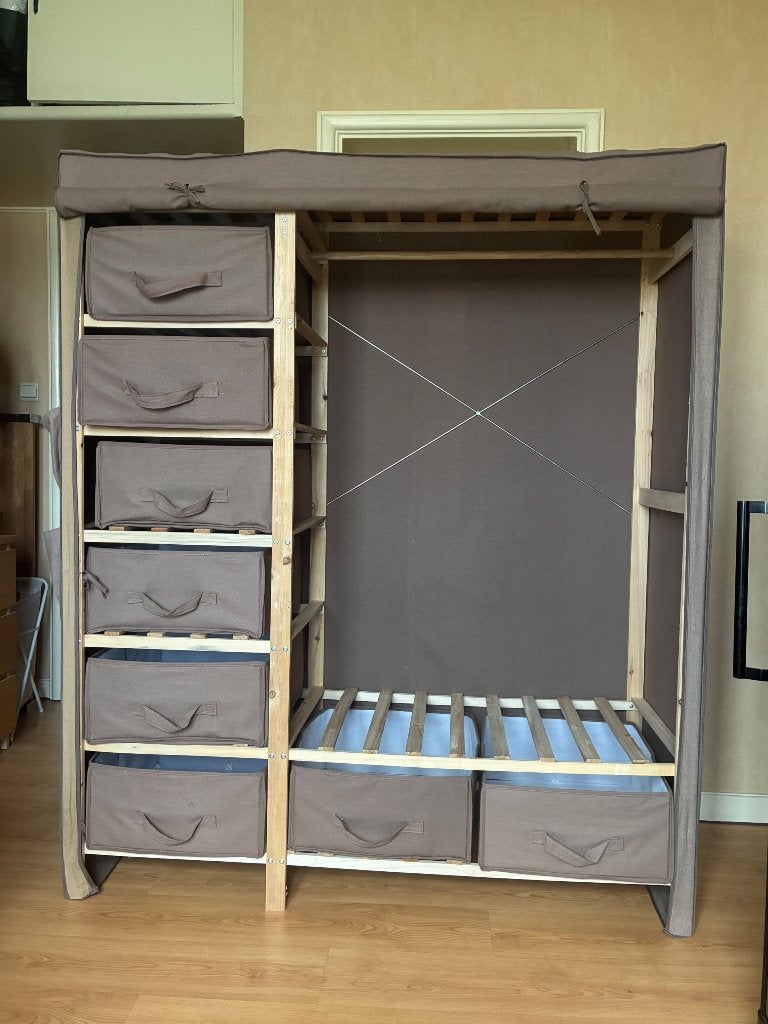 Garde robe - La redoute bois/tissu, Pin, Avec espace de penderie, 100 à 150 cm, Utilisé