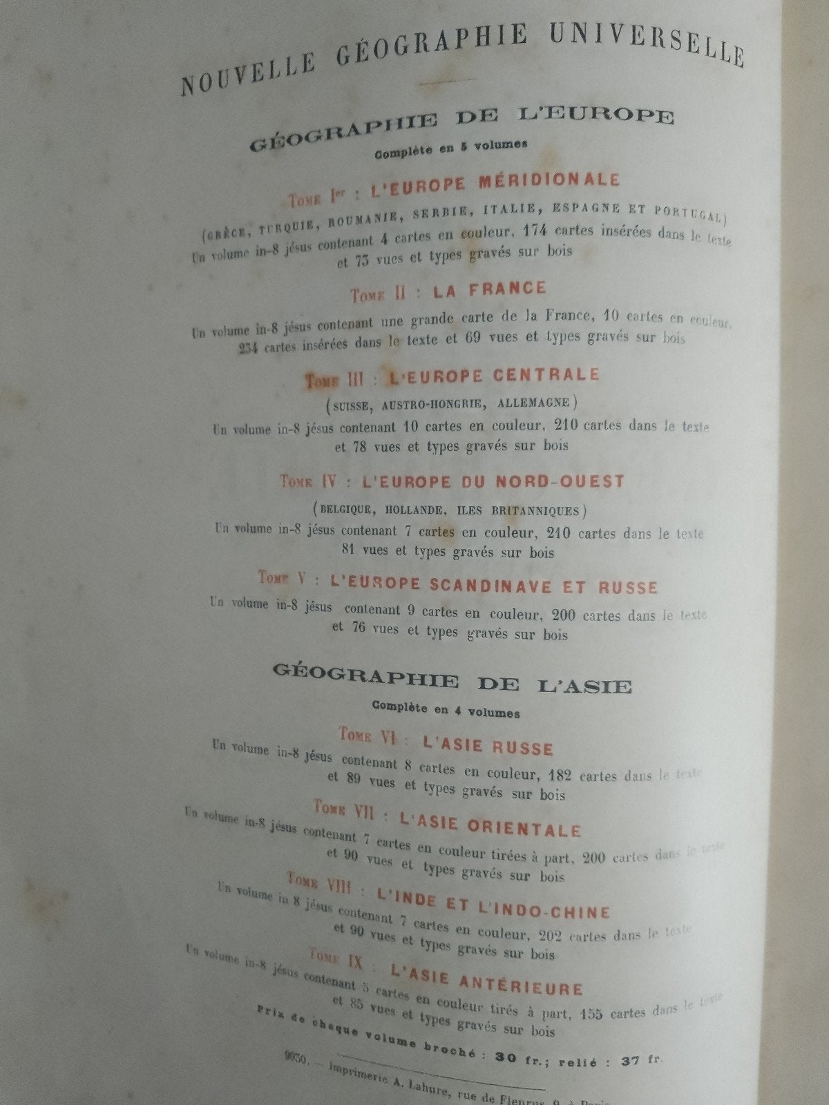 nouvelle geographie Universelle, Boeken, Encyclopedieën, Gelezen, Elisee reclus, Ophalen of Verzenden, Los deel