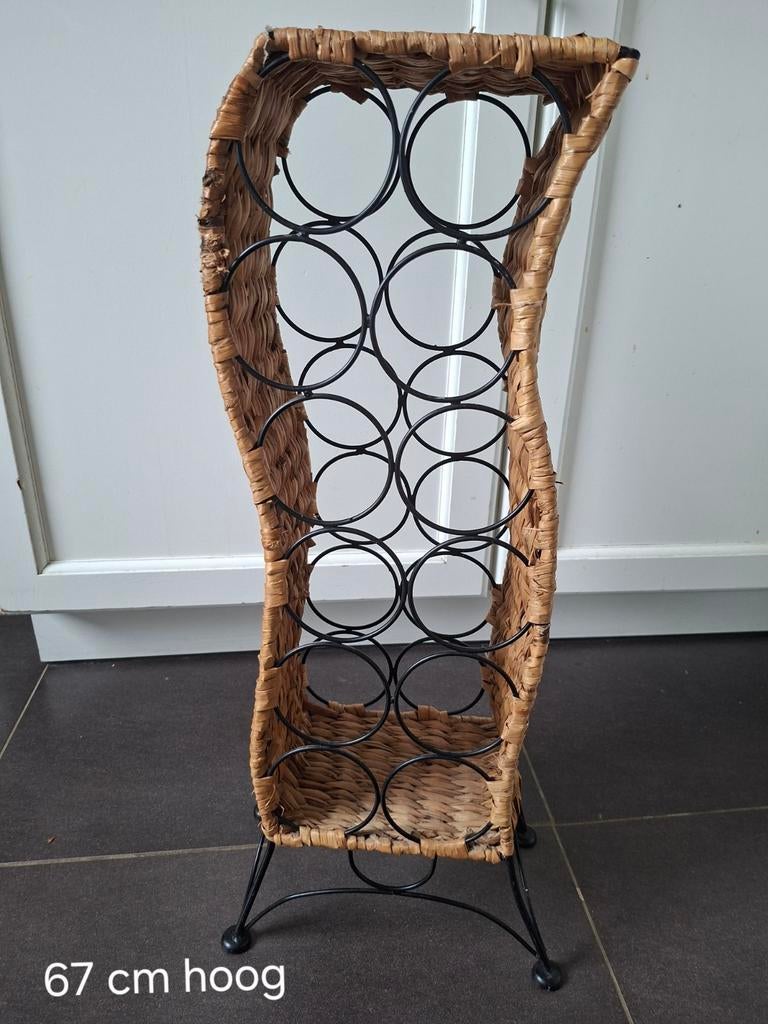 Casier à vin en bois naturel/rotin, Enlèvement ou Envoi, Bois