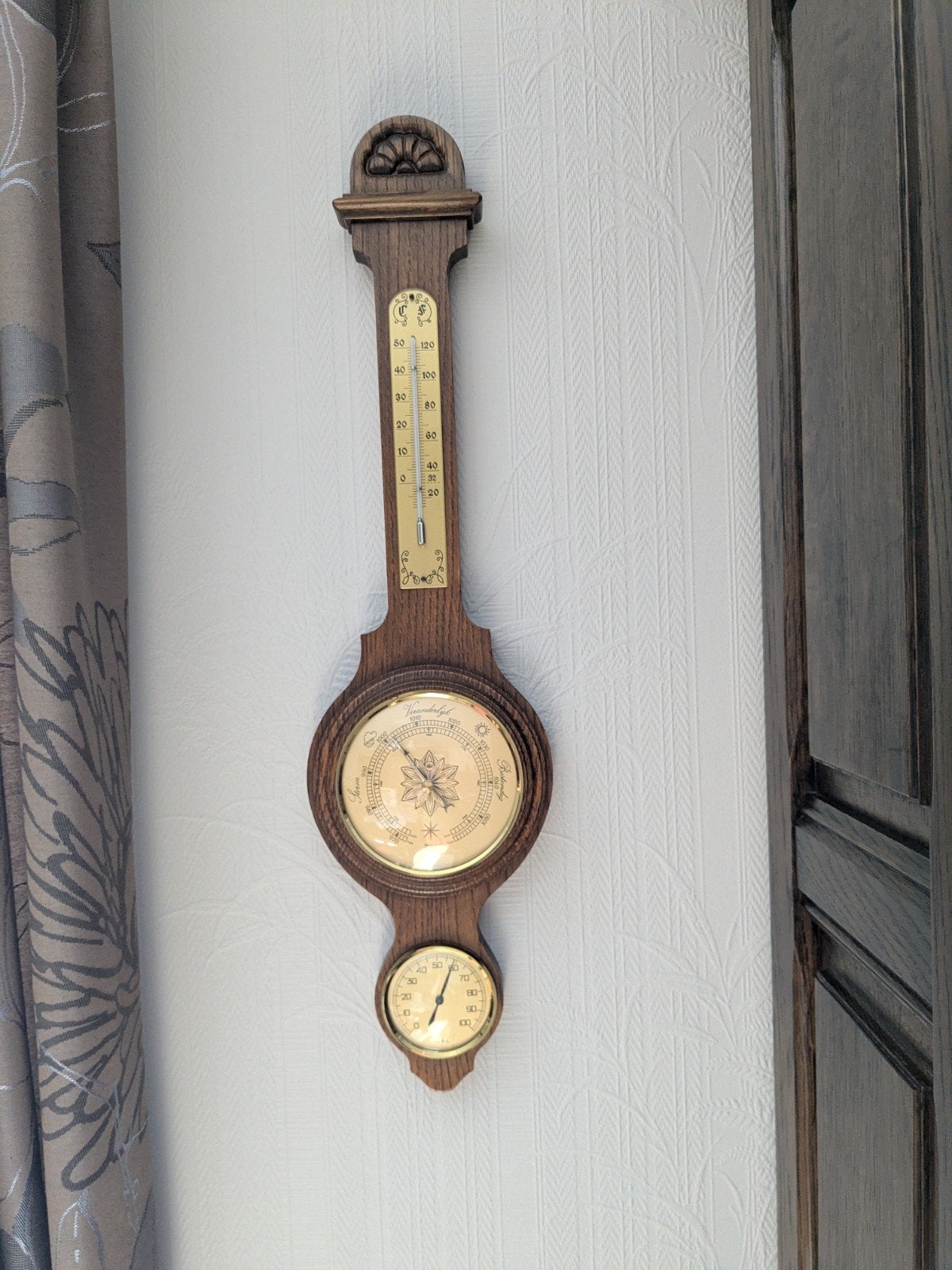 Vintage Eiken Weerstation (Banjo Model) – Barometer, Thermom, Enlèvement, Utilisé, Station météo