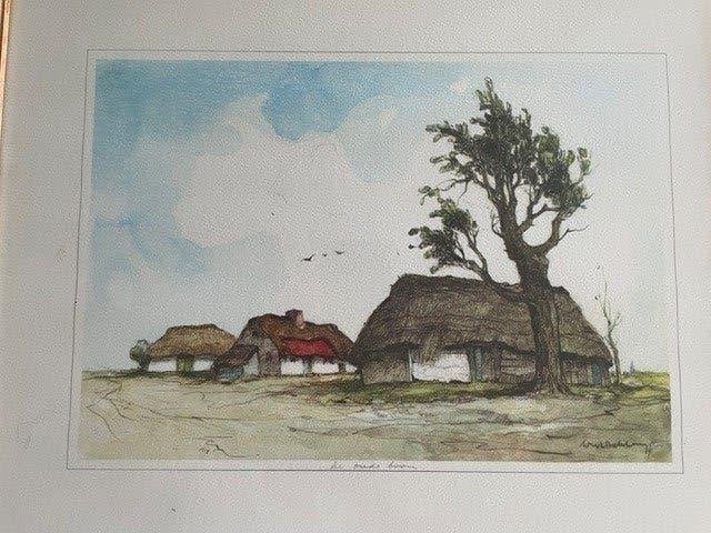 2 schilderijen Belgisch Kunstschilder/etser Dirk Baksteen, 22 cm, Gesigneerd, 16 cm, Landschap