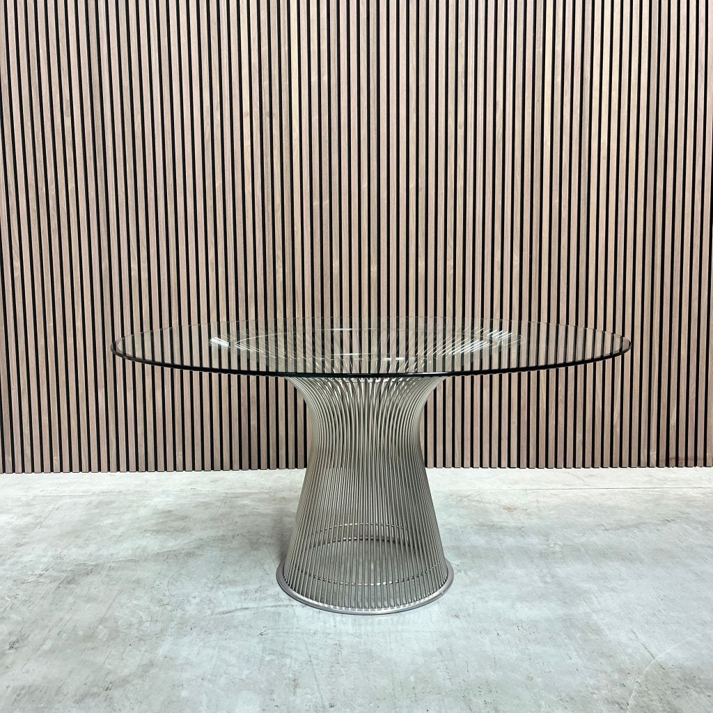 Knoll Warren Platner eettafel - glas/nikkel - 135cm, Enlèvement ou Envoi