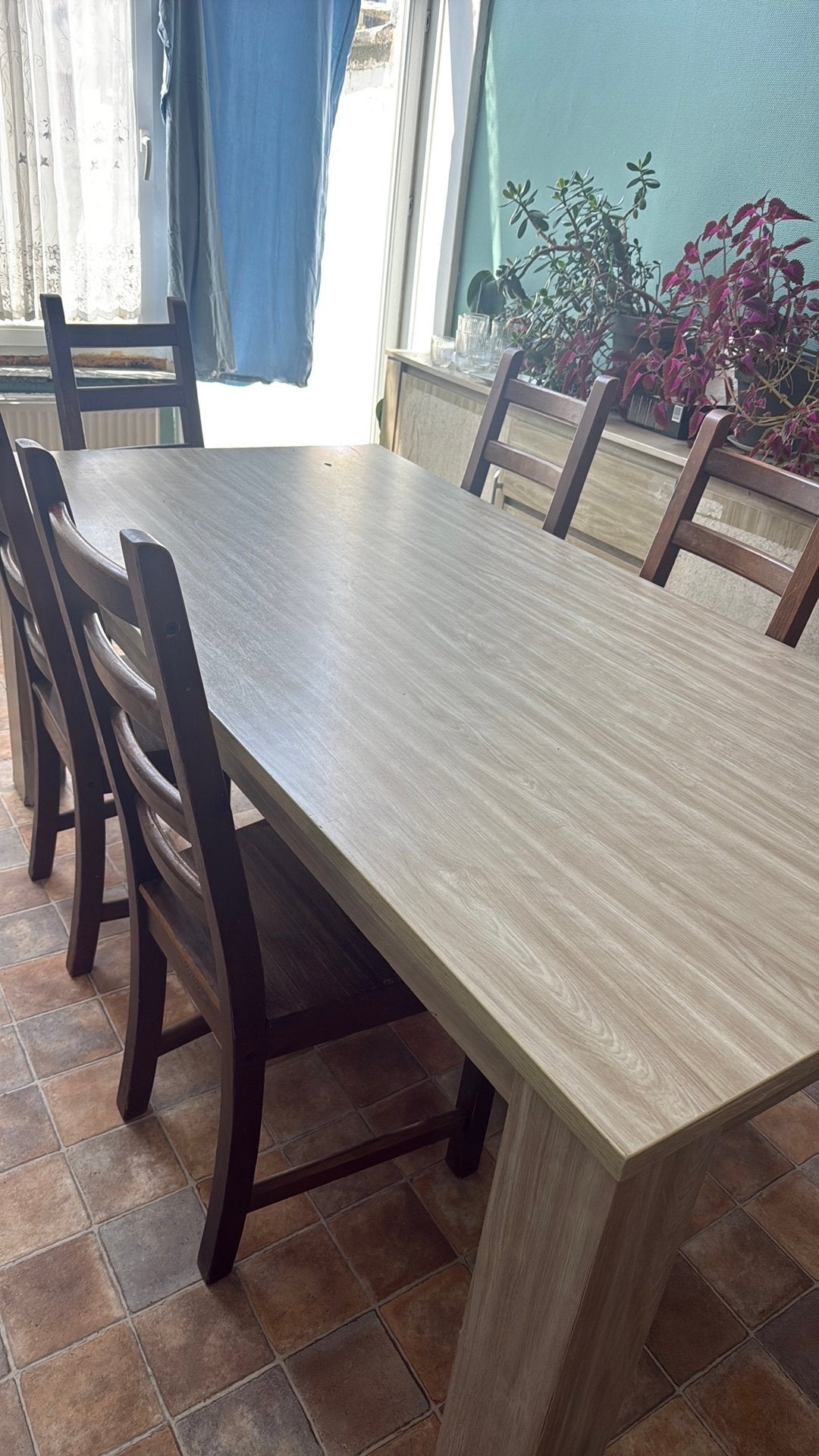 Table a manger + 5 chaises, Maison & Meubles, Enlèvement, Utilisé, 4 à 6 chaises