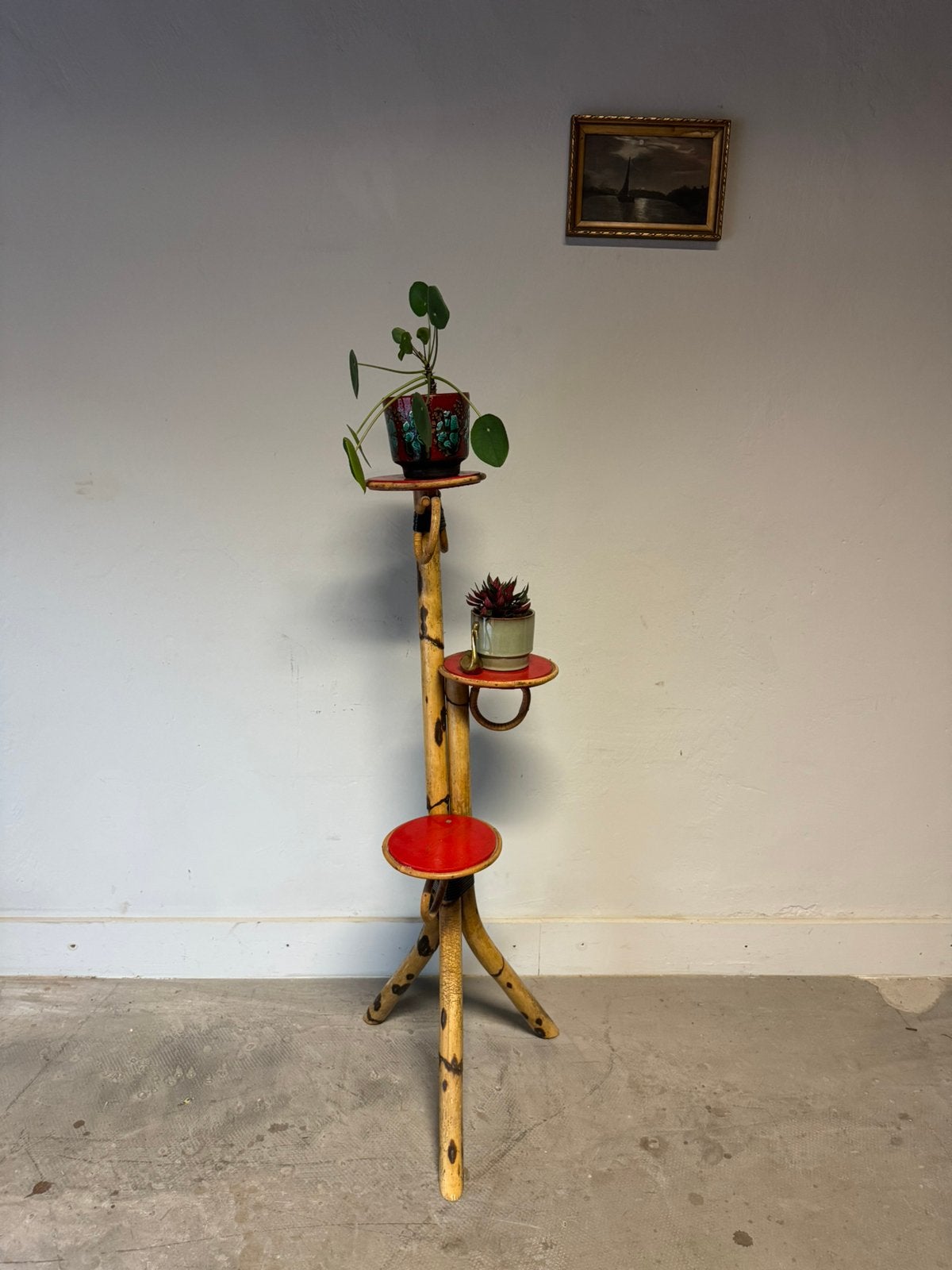 Vintage/ rotan plantenstaander, Ophalen, Zo goed als nieuw