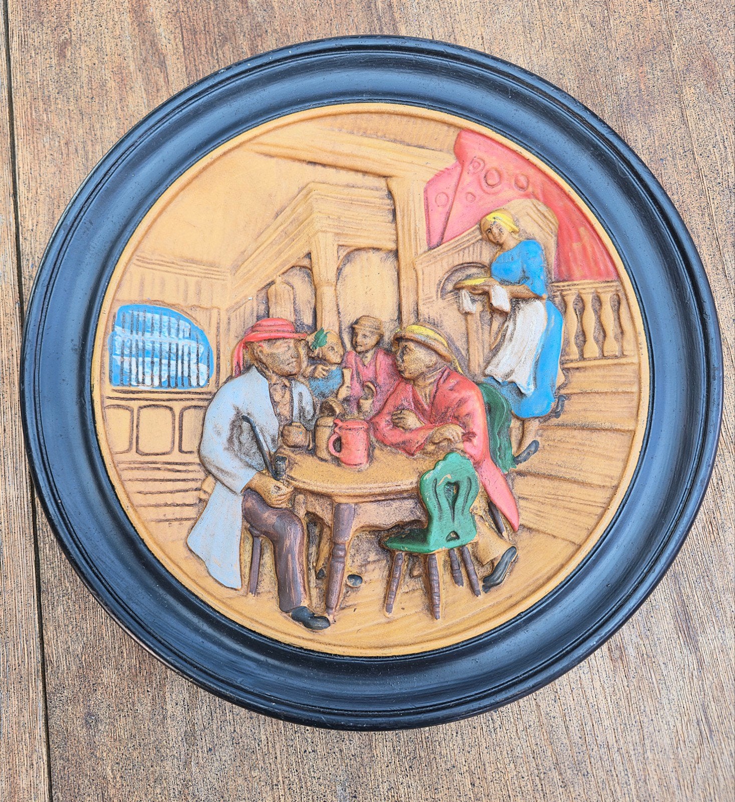 Panneau mural en bois unique - Scène d'auberge - En parfait, Enlèvement ou Envoi