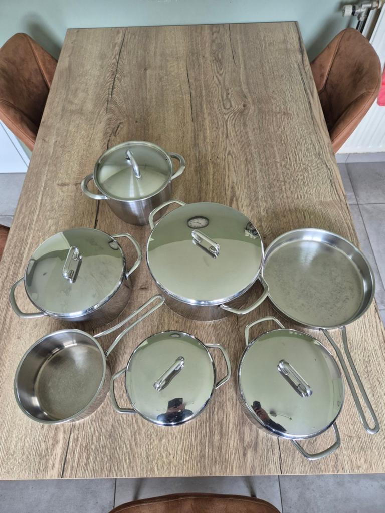 Inox potten en steelpan., Huis en Inrichting, Keuken | Potten en Pannen, Ophalen, Inox