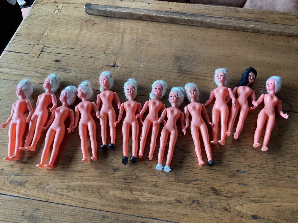 Set v 12 vintage popjes met slaapoogjes, vr wattenpopjes enz, Ophalen of Verzenden