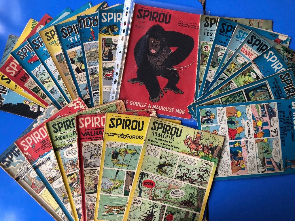 Spirou 1956 et 57 - Lot (10) 23 fascicules entre 944 et 997, Plusieurs BD, Enlèvement, Utilisé, Franquin Jijé Morris Will Peyo Tillieux Hubinon Paape …