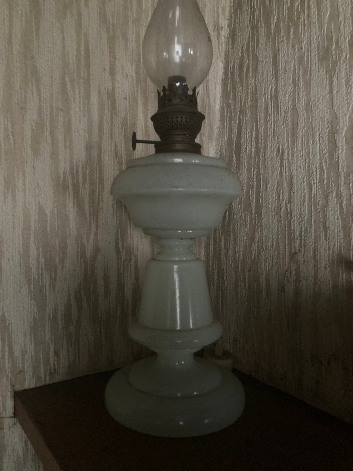 Lampe au kérosène avec base en verre, Maison & Meubles, Enlèvement, Utilisé, 60 cm
