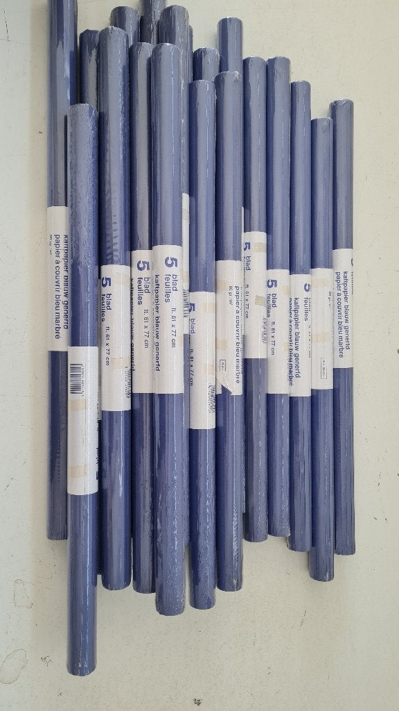 6 x rollen blauw kraftpapier generfd. 5 vellen per rol, Ophalen, Nieuw