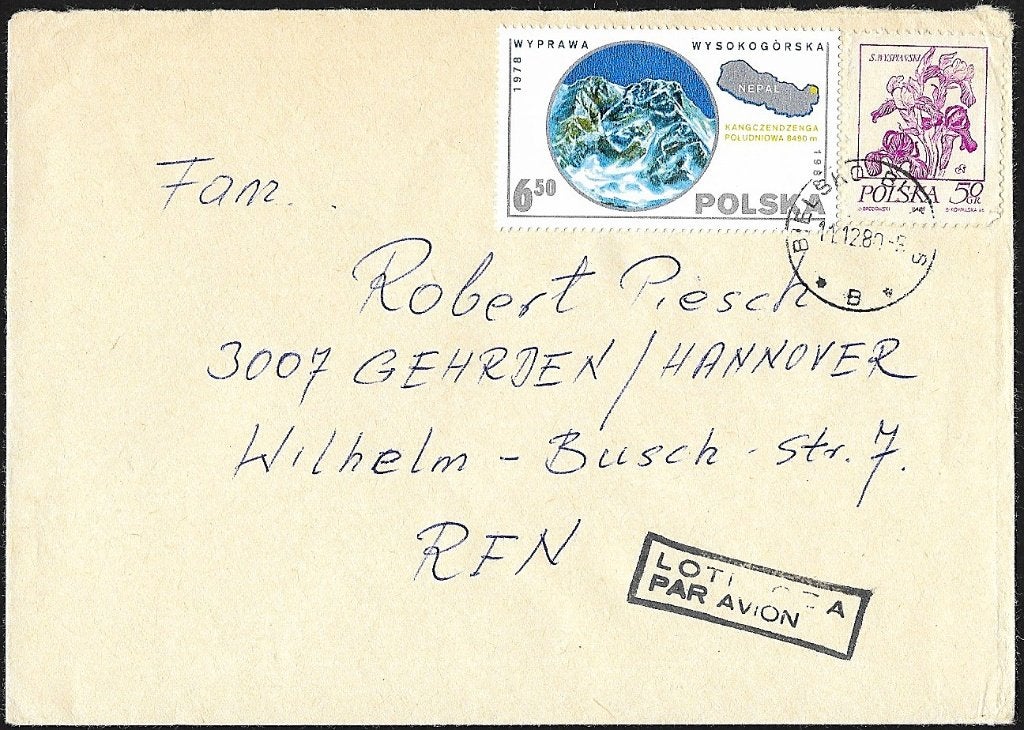 1980 - POLEN - Enveloppe + Bloemen & Ontdekkingsreizen, Verzenden, Polen, Gestempeld
