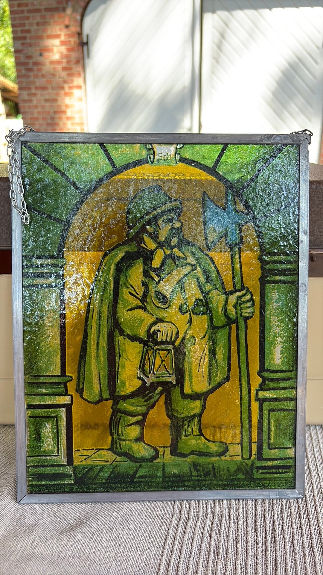 Mooi glas-in-lood raam / gebrandschilderde raamhanger, Antiek en Kunst, Ophalen