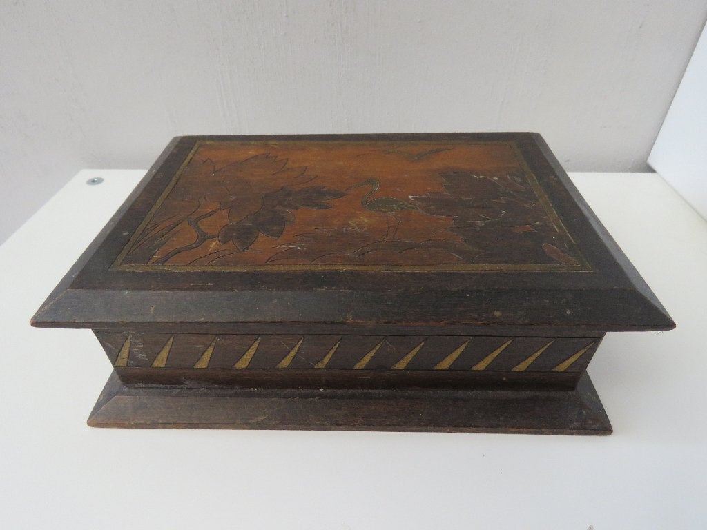 Boîte à bijoux vintage, décorée avec une boîte en bois, Antiquités & Art, Enlèvement ou Envoi