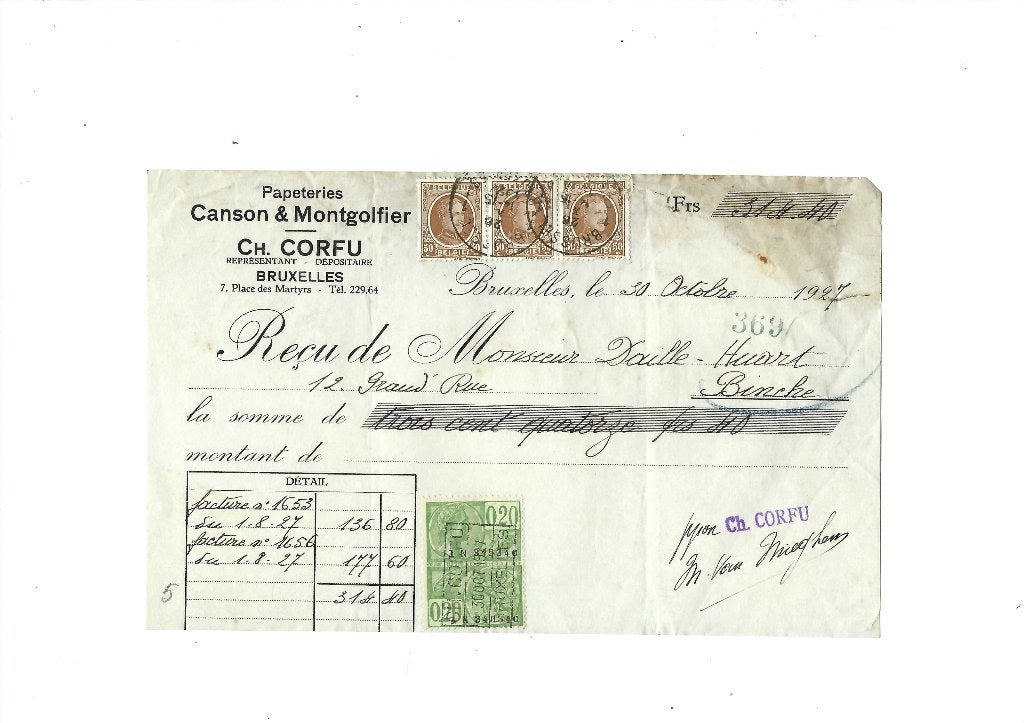 Ancien reçu 1927, Collections, Collections Autre, Envoi, Utilisé