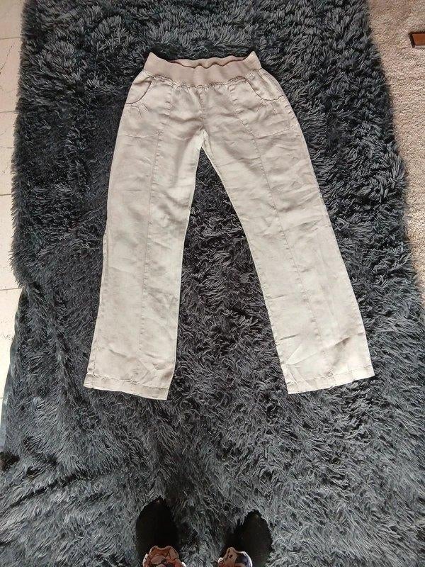 Cassis linnen broek, maat 44, Kleding | Dames, Cassis Collection, Beige, Maat 42/44 (L), Ophalen of Verzenden