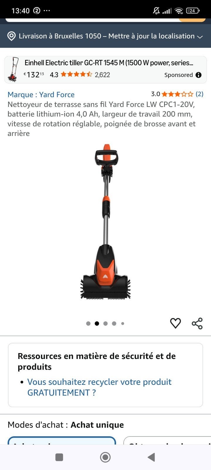 Nettoyeur de terrasse sans fil