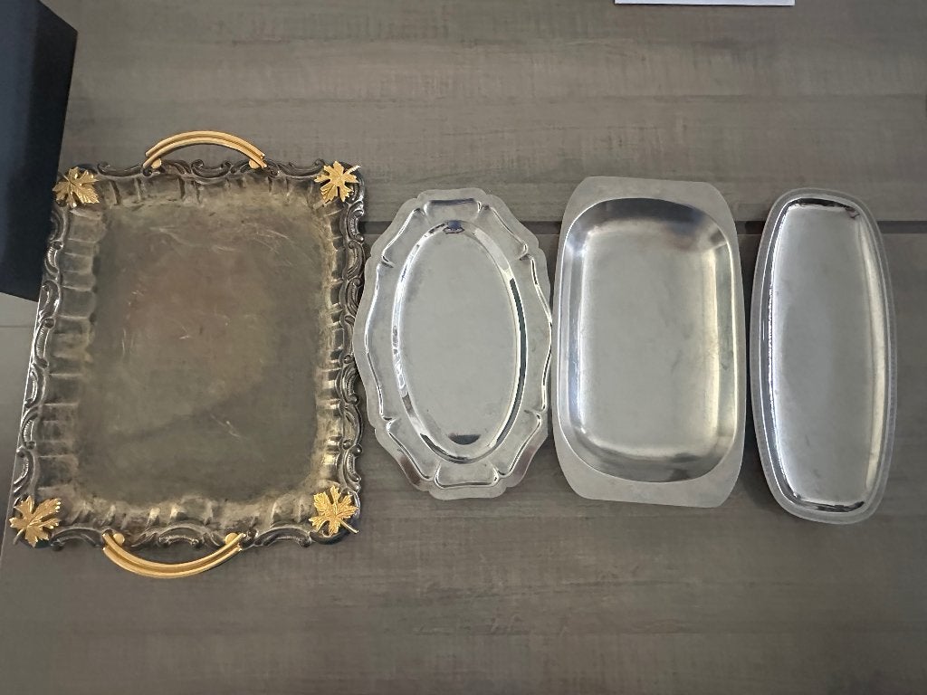 4 opdienschalen, Huis en Inrichting, Ophalen, Gebruikt, Grijs