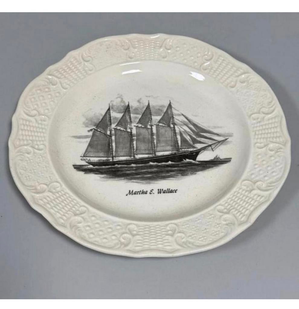 Antiek Wandbord bord schoener Martha E. Wallace schip boot, Ophalen of Verzenden