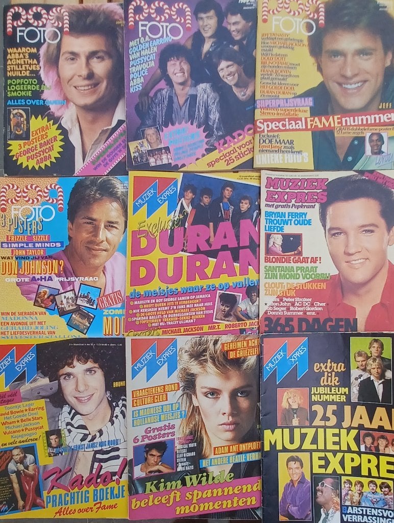5x Muziek Expres + 4 x Popfoto // periode 1978 - 1986 //, Enlèvement ou Envoi, Journal ou Magazine