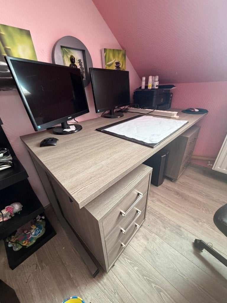 MAGNIFIQUE BUREAU CONTEMPORAIN + ARMOIRE DE CLASSEMENT, Autres marques, 161 cm, Comme neuf, Enlèvement