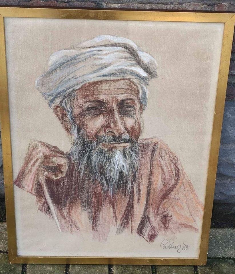 Pastel homme signe, Antiquités & Art, Art | Dessins & Photographie, Enlèvement ou Envoi