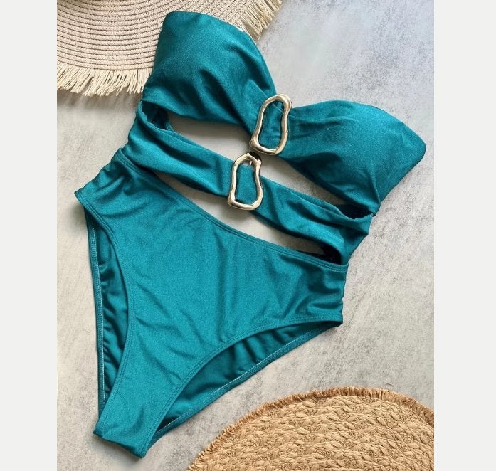 Sexy hoog uitgesneden eendelig badpak met metalen ringen, Enlèvement ou Envoi, Neuf, Maillot de bain