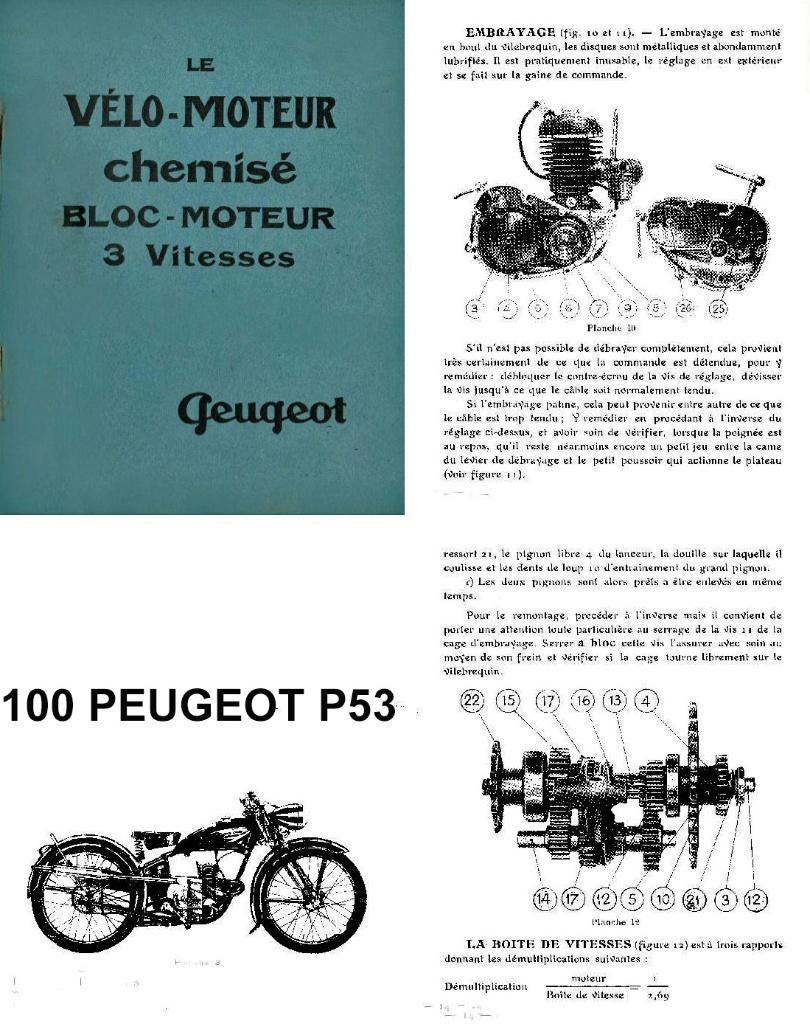 RTM 100 PEUGEOT P51-P52-P53-P54 & Triporteur PEUGEOT., Motos, Modes d'emploi & Notices d'utilisation, Enlèvement ou Envoi
