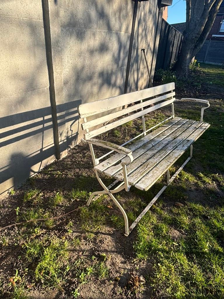Antieke tuinbank voor 3 personen, Ophalen, Gebruikt