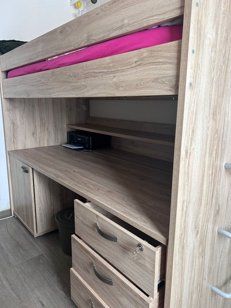 Hoogslaper met bureau, Huis en Inrichting, Ophalen, Eenpersoons, Zo goed als nieuw, 200 cm