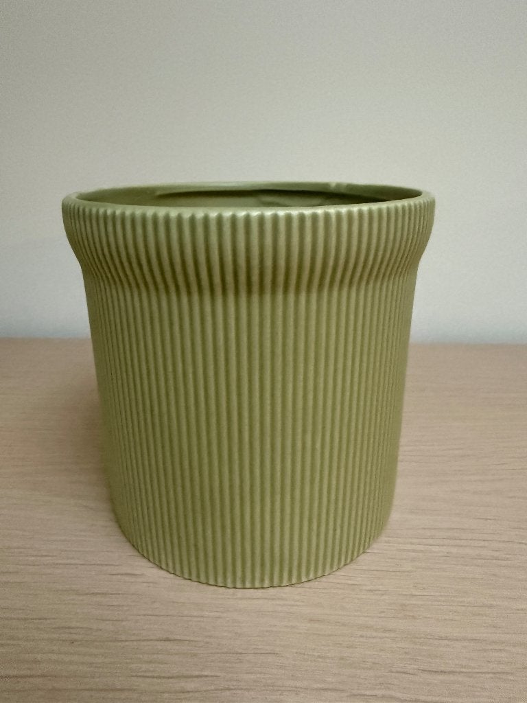 Licht groene bloempot, Ophalen, Steen, Rond, Binnen