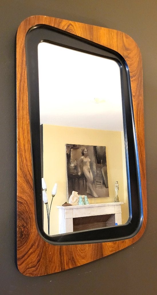 ️️💕 50" Glass & Trä Sweden Rosewood Mirror, Huis en Inrichting, Ophalen of Verzenden, Zo goed als nieuw
