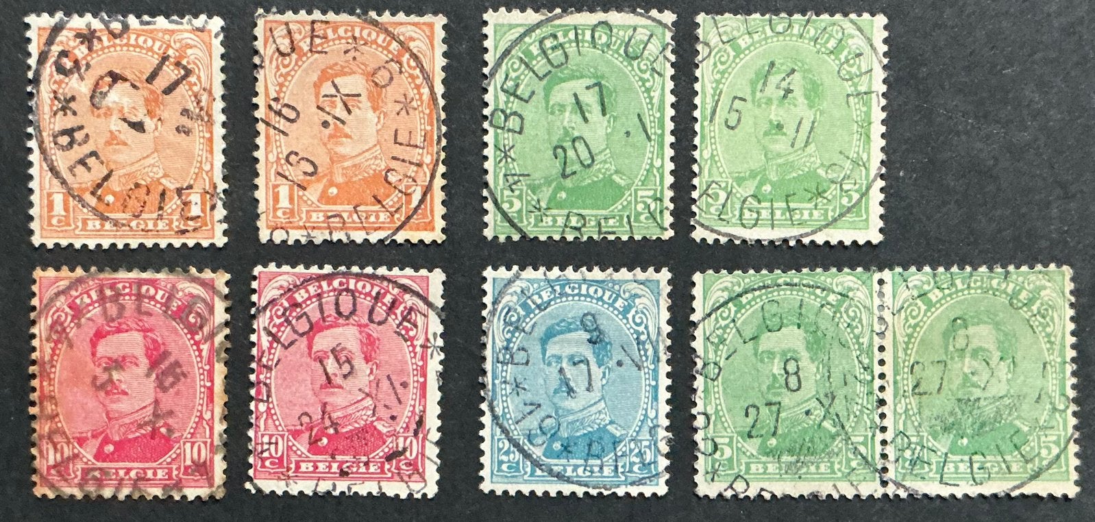 LOT 772. Cach : BELGIQUE - BELGIQUE. 9 timbres., Oblitéré, Enlèvement ou Envoi, Affranchi, Maison royale