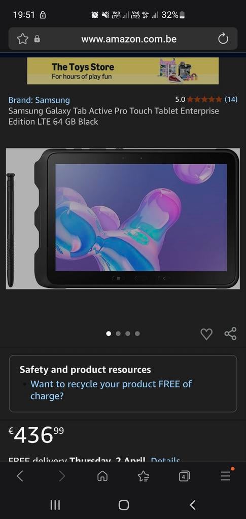 🔥Samsung Galaxy Tab Active Pro Rugged Tablet 64gb 4gb ram +, Ophalen of Verzenden