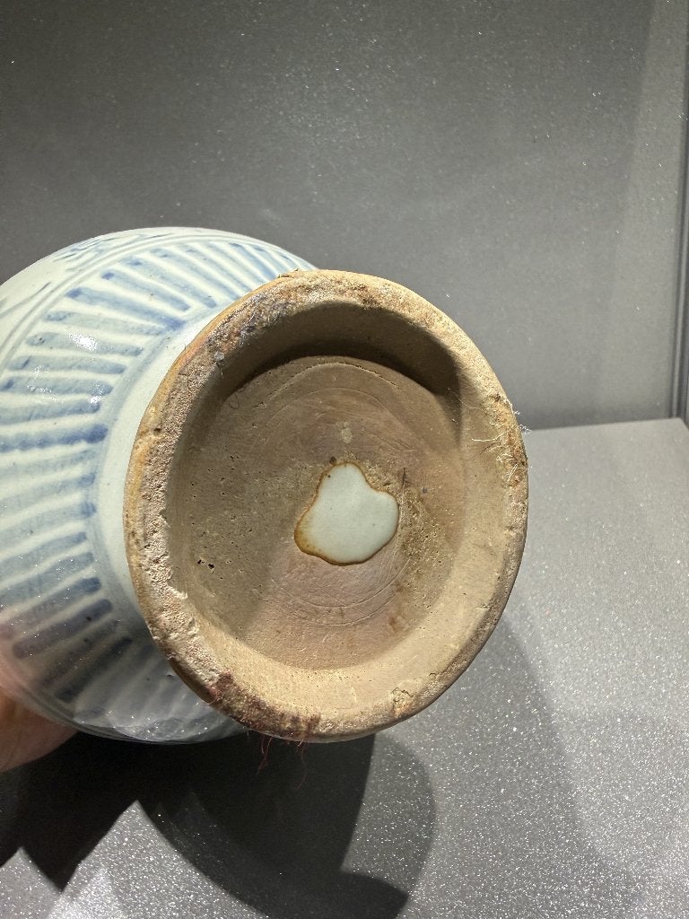 Chinese Blauw-Witte Porseleinen Vaas met Kalligrafie –, Antiek en Kunst, Ophalen of Verzenden