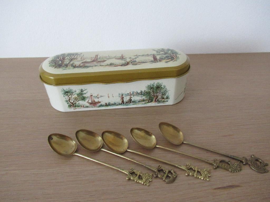 lepeldoos-DOUWE EGBERTS-1954-blikken doos-VINTAGE, Verzenden, Koffie, Douwe Egberts