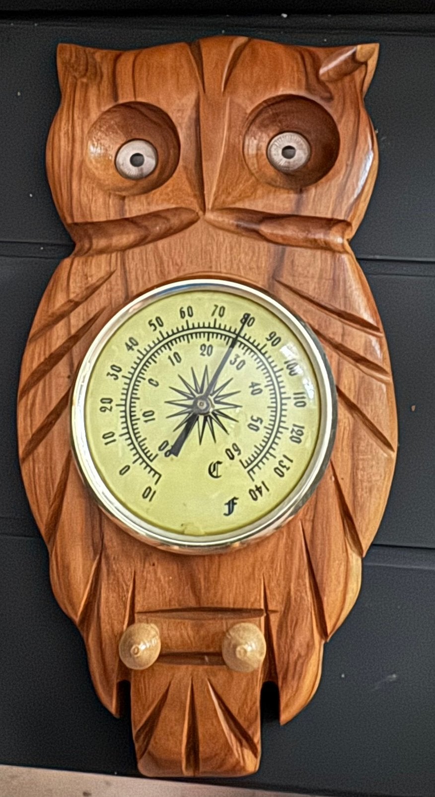 Hoiten uil met barometer, Audio, Tv en Foto, Ophalen, Zo goed als nieuw, Barometer