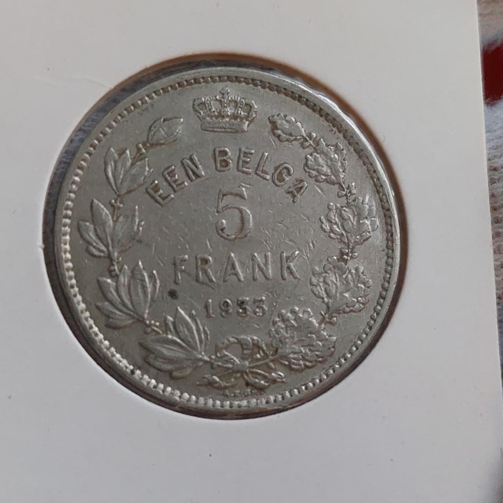Munt / België / Albert I / 5 Frank - 1 Belga / 1933 VL, Postzegels en Munten, Ophalen of Verzenden, Losse munt