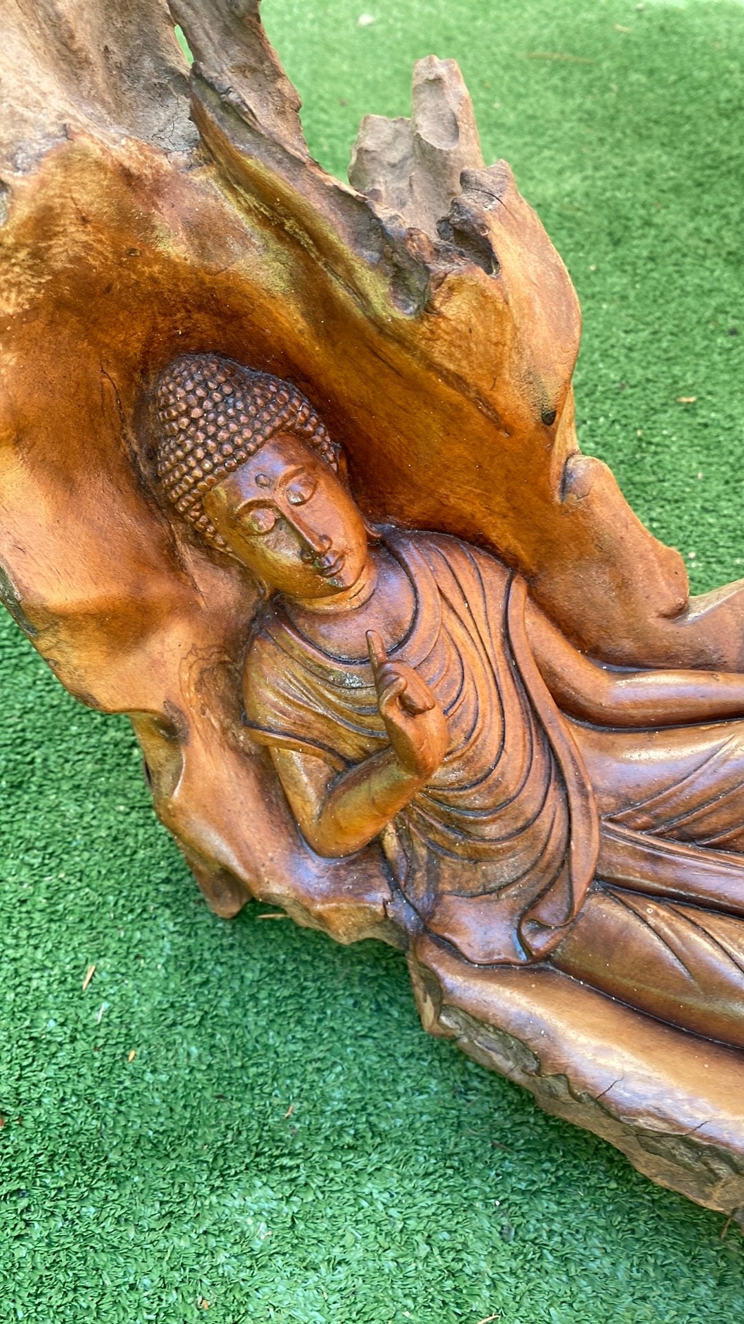 Nirvana Boeddha hout beeld mindfulness, Antiek en Kunst, Kunst | Beelden en Houtsnijwerken, Ophalen of Verzenden, Hout, Beeld