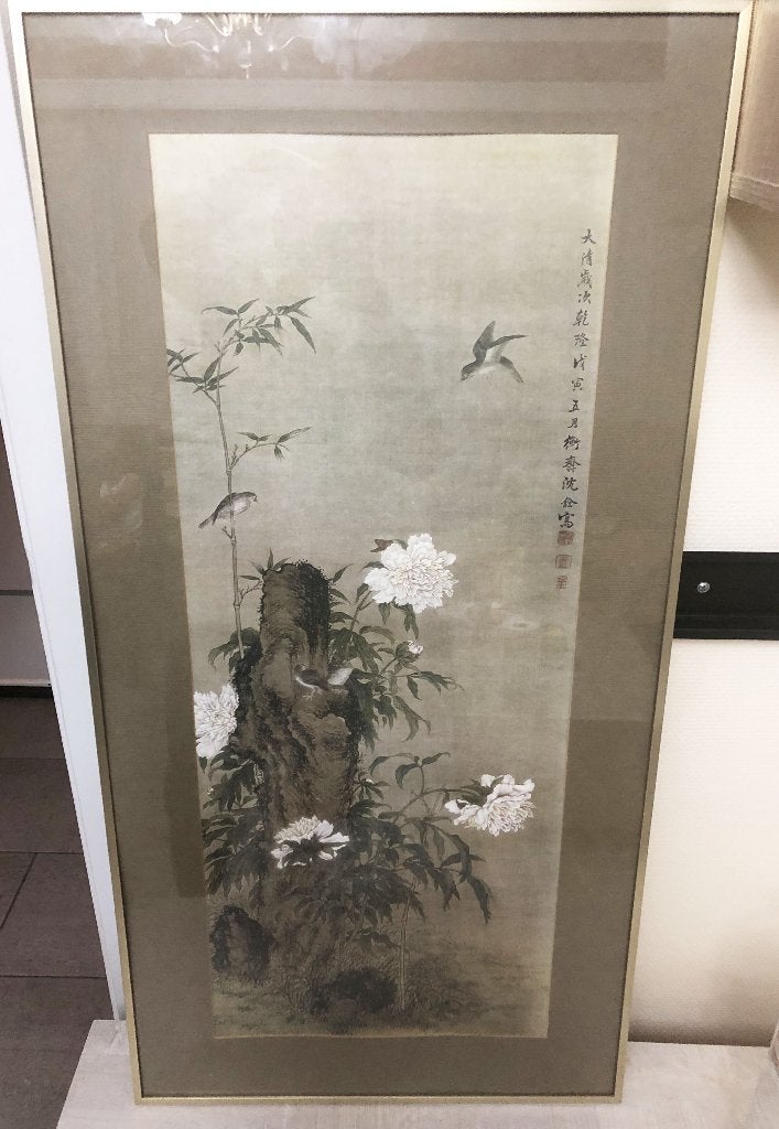 Chinese prent, 35/6286, vogels en bloemen, Shen Quan-stijl, Antiek en Kunst, Ophalen