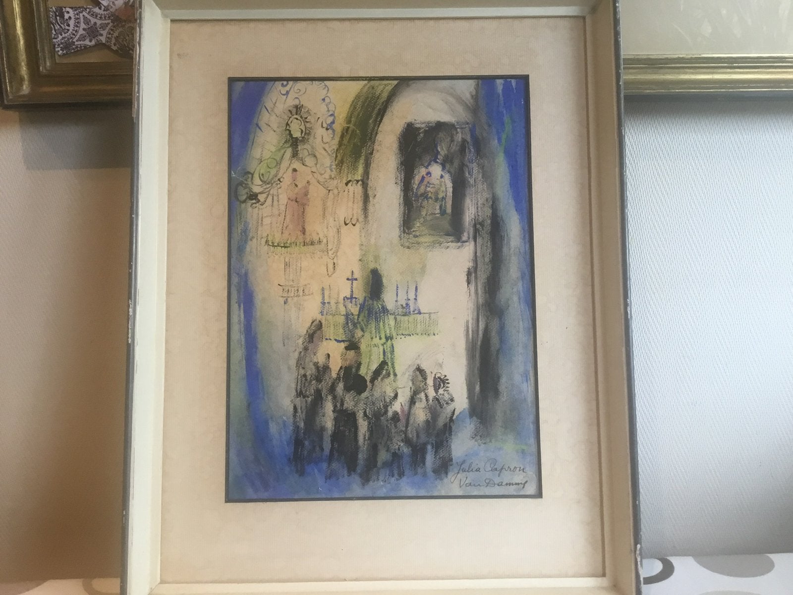 Julia Capron- Van Damme (1902-1968) technique mixte/papier, Enlèvement, Technique mixte, Papier