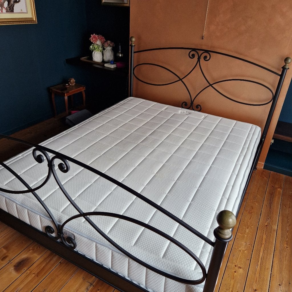 Smeedijzeren bed, Huis en Inrichting, Ophalen, Gebruikt, Zwart, Tweepersoons