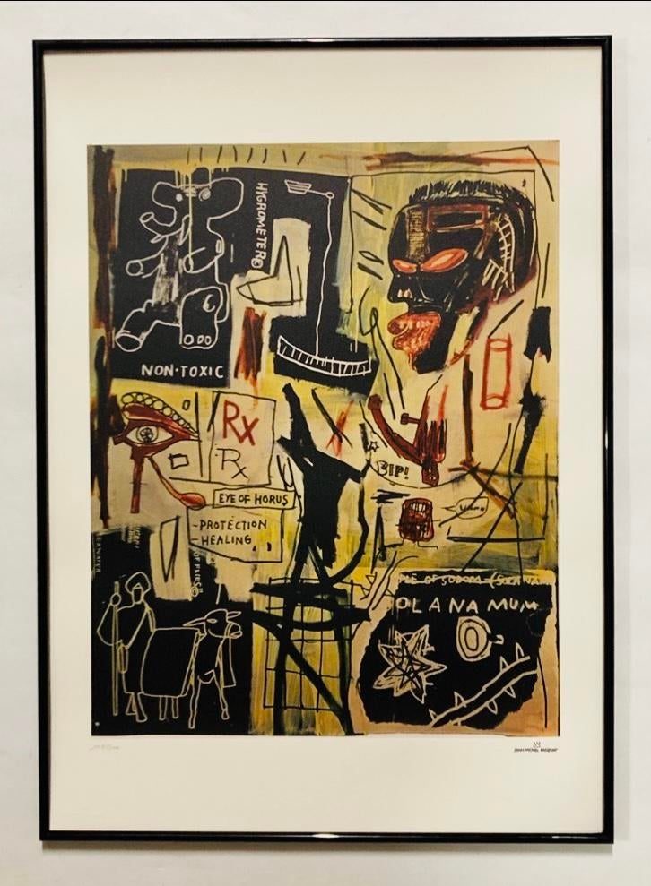 Jean-Michel Basquiat: lithografie verkocht ingelijst, Antiek en Kunst, Ophalen of Verzenden