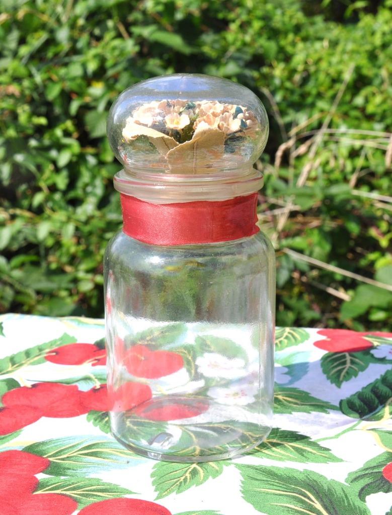 pot decoratif en verre fleur soie dans bouchon, Enlèvement ou Envoi