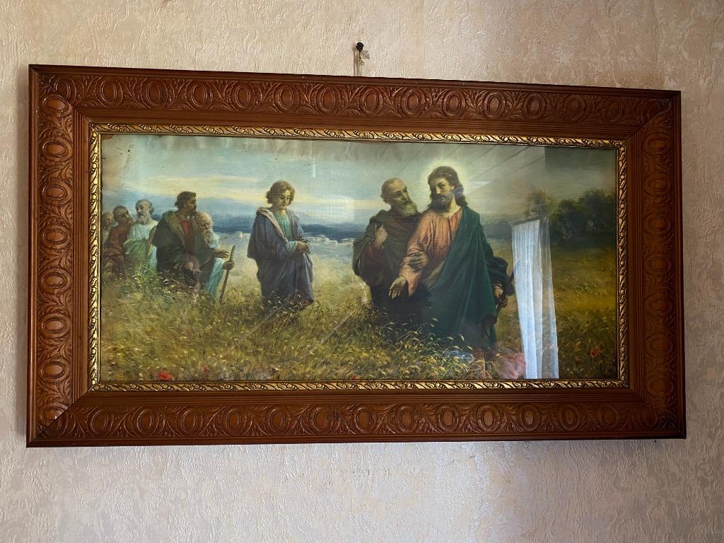 Antieke houten kader met Jezus Christus tafereel, Antiek en Kunst, Ophalen