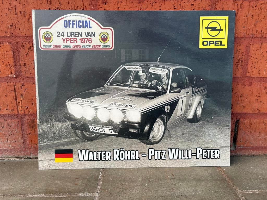 Opel Kadett -  24 uren van Ieper 1976 - Foto op karton, Antiek en Kunst, Ophalen of Verzenden