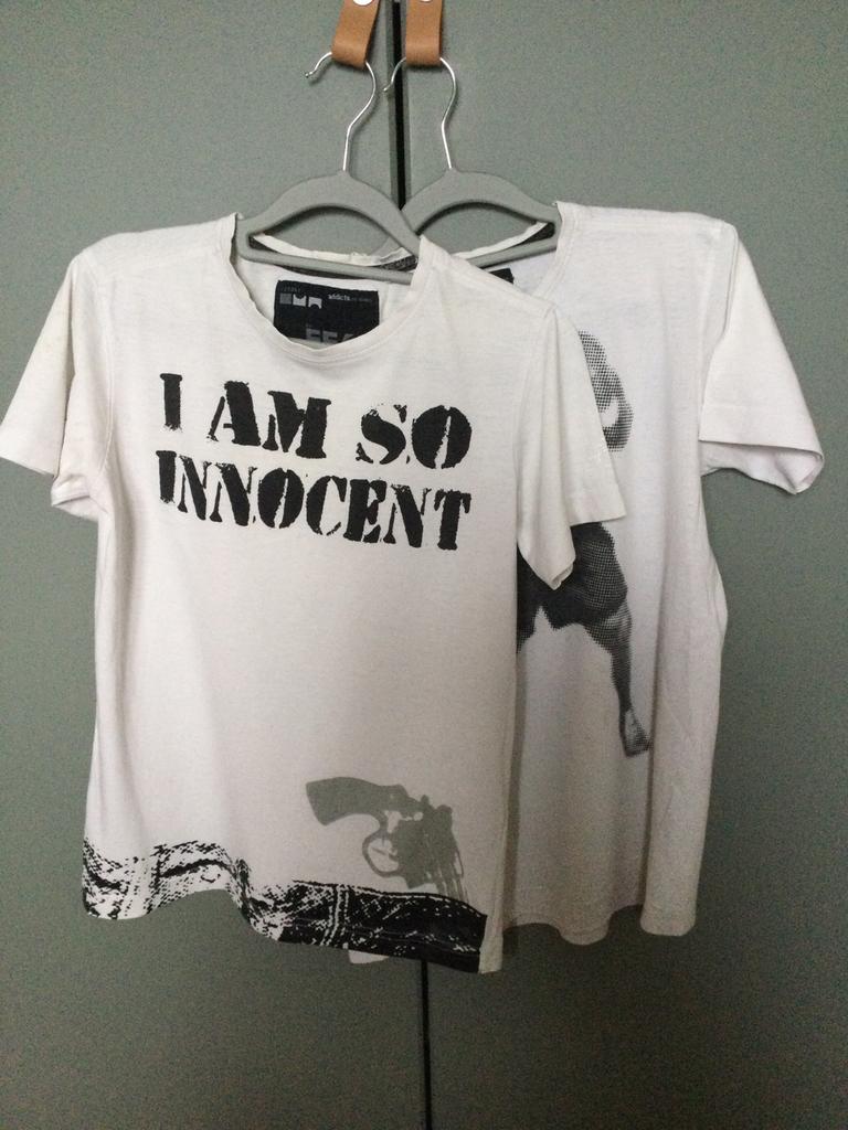 t-shirts blancs avec imprimé noir taille 158-164, Enlèvement ou Envoi, Utilisé, CoolCat, Chemise ou À manches longues