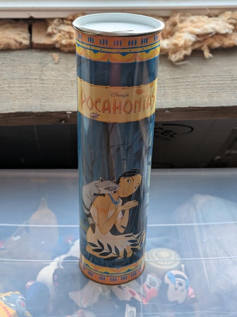 Grote vintage 90's Pocahontas spaarpot in blik, Collections, Enlèvement, Utilisé