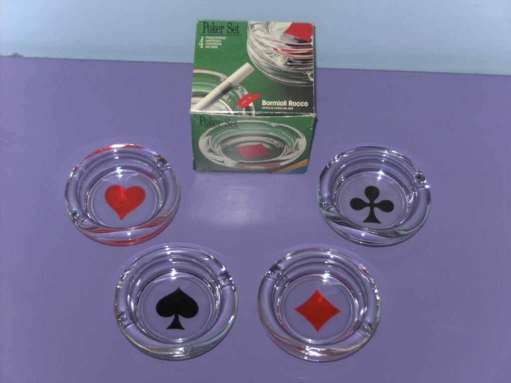 4 Vintage poker set asbakjes. (bormioli rocco), Enlèvement ou Envoi, Comme neuf, Cendrier