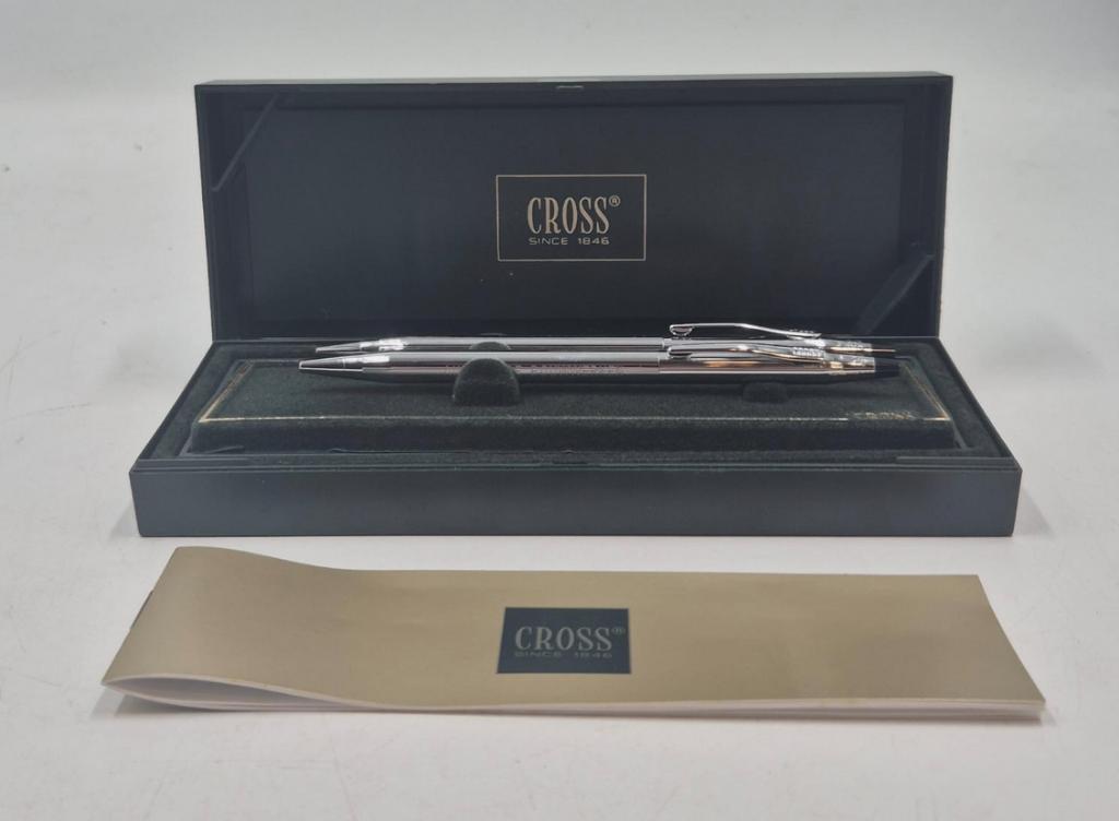 Coffret Stylo à Bille et Crayon Cross Classic Century Chrome, Ophalen of Verzenden, Balpen, Cross