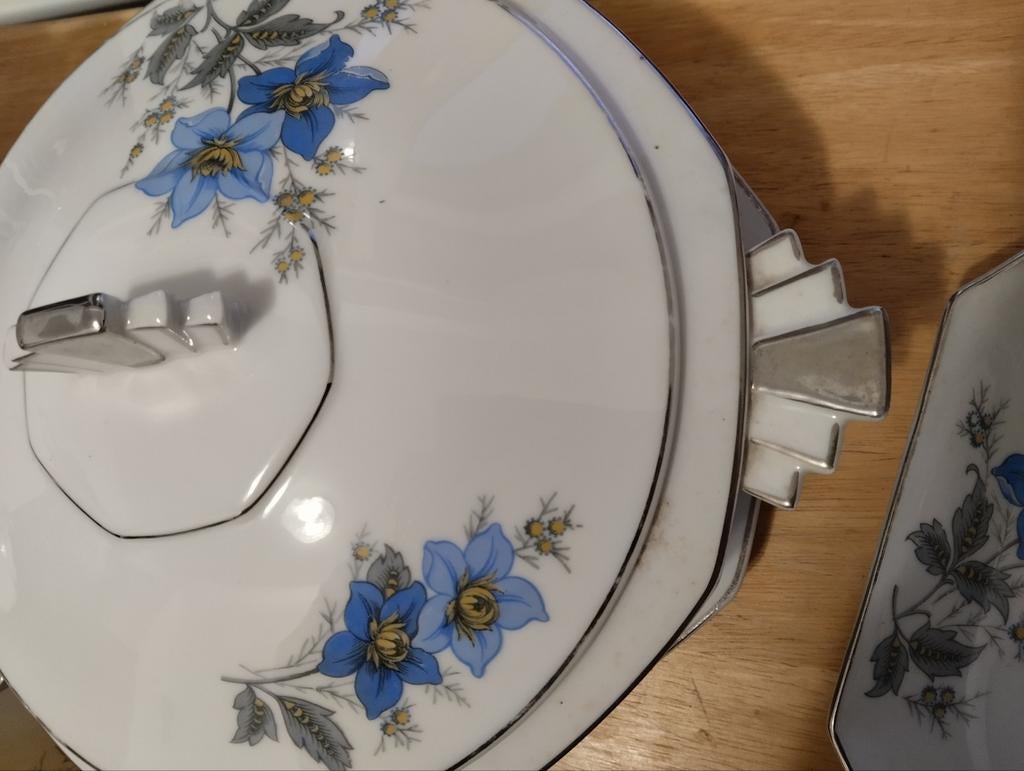 Retro soepkom  blauwe La porseliane Belgique, Ophalen of Verzenden